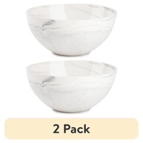 (2 pack) Stoneware Bowl, Grey Marble Collection