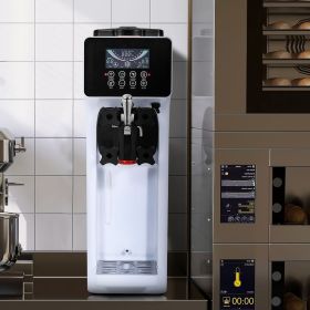 Commercial Ice Cream Machine, 10.6 QT/H Yield, 1000W Single Flavor Countertop Soft Serve Ice Cream Maker, With 4L Hopper 1.6L Cylinder, LCD Panel (Option: White)