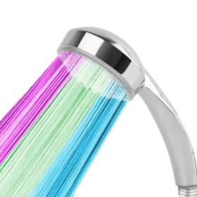 LED Shower Head Handheld Color-Changing Automatically Hydropower Without Batteries (Option: silver)