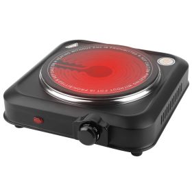 1Pc 1200W Electric Infrared Single Burner Portable Heating Hot Plate Stove Countertop RV Hotplate With 7.5in Glass Cooktop Stepless Temperature A (Option: Black)